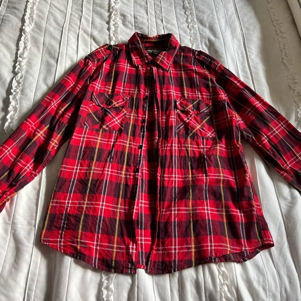 Salt Valley Shirt Mens Medium Flannel Buffalo Plaid Peal Snap Western Rodeo Work